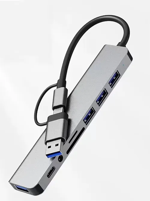 USBスプリッター付きハブ,SDカードリーダー,8-in-2 USBポート付きアダプター,ドッキングステーション,USB 3.0, 2.0
