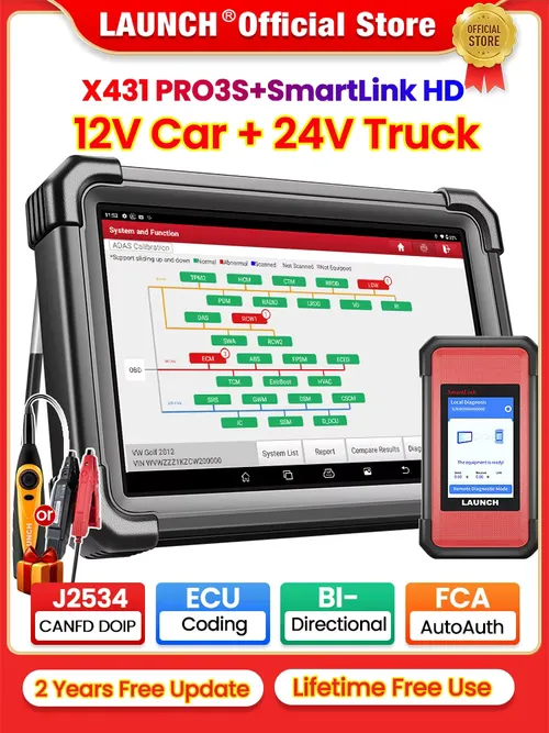発売-トラック診断スキャナー,x431 pro3s,smartlink c,hd,12v,24v,can fd doip j2534,プログラミングツール,トポロジマップコーディング