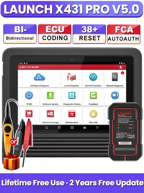 LAUNCH X431 PRO V5.0 車診断ツール DBScar VII VCI CAN FD DOIP 自動 OBD OBD2 スキャナ 38+ リセット ECU コーディング双方向
