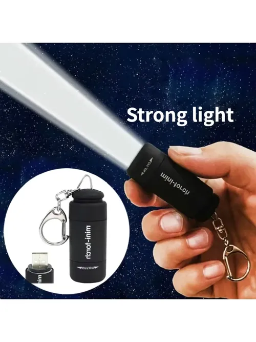 ポケットキーホルダー懐中電灯防水屋外ハイキングキャンプミニ懐中電灯USB充電式LED多機能強力なライト