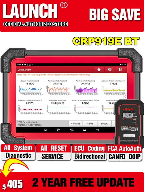LAUNCH X431 CRP919E BT 車診断ツールフルシステム 31+ リセット ECU コーディング双方向制御 CANFD DOIP FCA OBD2 スキャナ