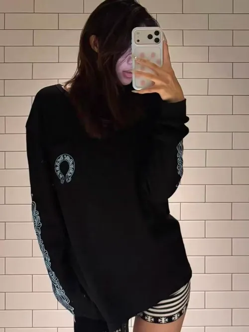 アメリカンスタイルの純綿長袖Tシャツ女性のゆったりとした痩身カジュアルトップトレンディなプリント快適で通気性のある