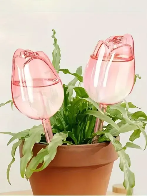 ガーデンピンクチューリップ植物じょうろ、屋内屋外植物、自動植物ドリッパー、自動散水に適しています。