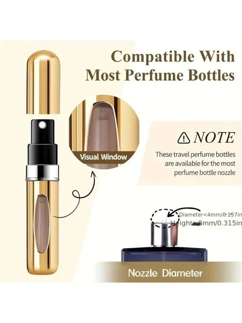 ミニ詰め替え式香水アトマイザー アルミ製、トラベル香水アトマイザー 5ml、ポータブル香水ディスペンサー、詰め替え式香水ケース Rugg