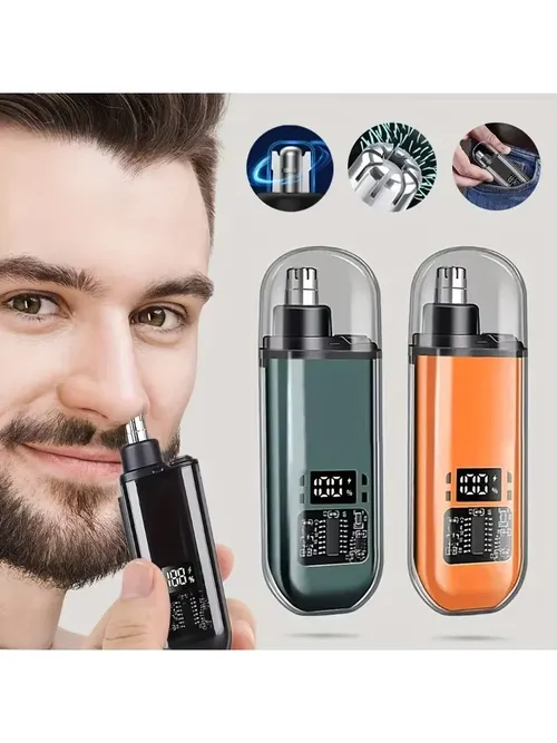 男性用鼻耳ヘアトリマー - USB C 充電式ポータブル高速充電、コンパクトグルーミングキット