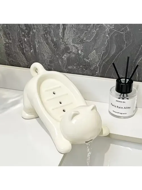 かわいい猫の形をした石鹸置き、滑らかなプラスチック製トイレ石鹸皿ケース、浴室アクセサリー、洗面所用品、家の装飾