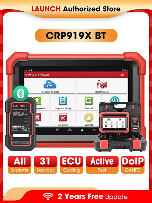 LAUNCH X431 CRP919X-BT OBD2スキャナー 自動車診断ツール 車 CANFD DOIP ECUコーディング プロフェッショナルスキャン 送料無料