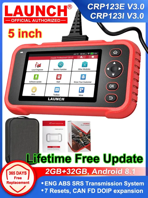 LAUNCH CRP123E CRP123I V3.0 エンジン ABS SRS トランスミッションシステム 7 リセット 生涯無料 オート OBD スキャナー 日本製自動車診断ツール CAN FD DOIP 拡張