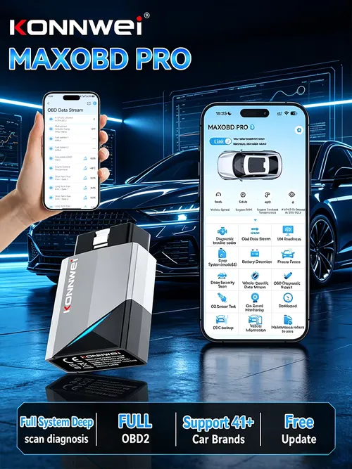 2026 KONNWEI MAXOBD Pro フルシステムスキャナー Bluetooth 5.2 車用OBD2診断ツール オイルリセット ABS DPF EPB SAS SRS Android/iOS対応