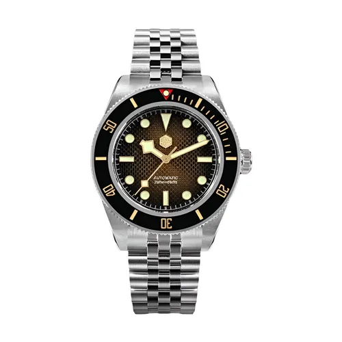 サンマーティン 40mm グラデーション ワッフル ダイヤル BB NH35 自動巻き腕時計 メンズ ダイビング 5連ブレスレット 高級 BGW-X1 Erkek Saat SN0128-3