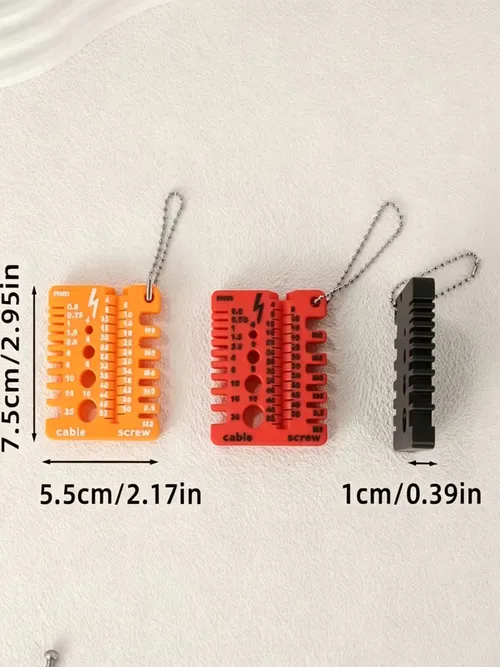 ワイヤーゲージ、ねじ測定器、厚さ計、標準両面定規、携帯用多機能サイズゲージ