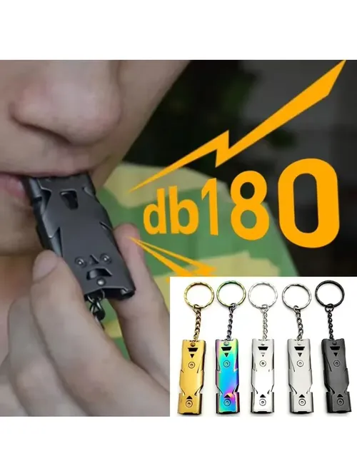 二重管ホイッスルペンダントキーホルダー高デシベルポータブル屋外サバイバル緊急キャンプツール多機能 1 PC