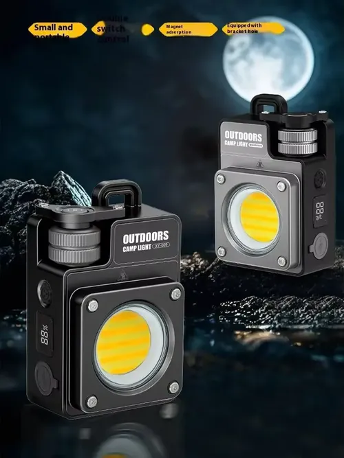 COB キャンプライト 磁気フック緊急充電器付き、IPX4 防水キャンプランタン LED ライト屋外用