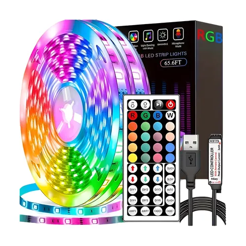 LEDストリップライト 44キー リモコン付き 1m 5m 10m 20m RGBテープライト LEDウォールライト 家庭用寝室 パーティー装飾 テレビバックライト
