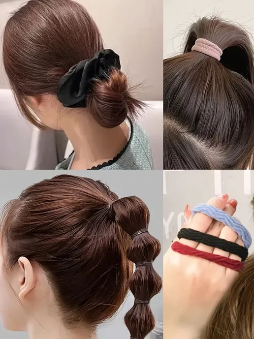 1109個入り レディース ダークヘアアクセサリーセット 伸縮性のあるシームレスポニーテールシュシュ 小さなゴムバンド ファッションヘアタイ ヘッドバンド