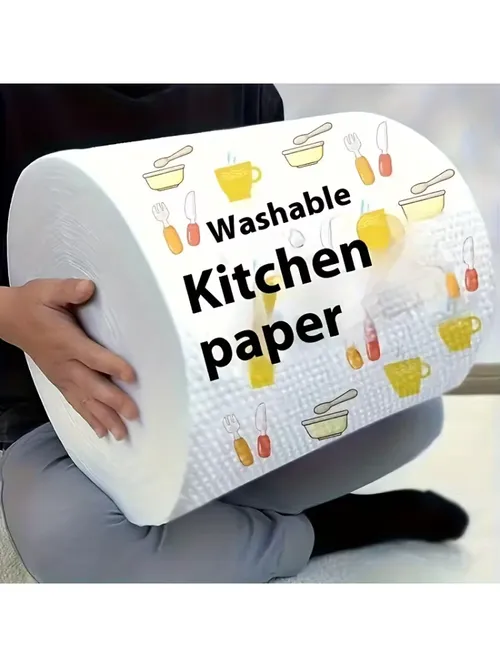 洗える再利用可能なキッチンペーパーロール、厚手のパールエンボス加工不織布クリーニングクロス、油吸収性ディッシュワイプ(キッチン・家庭用)