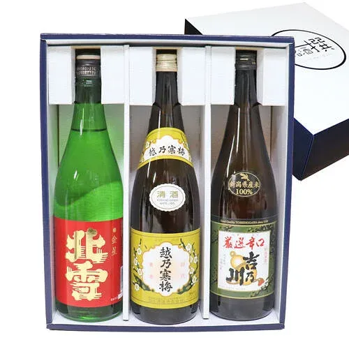 店長オススメ飲み比べ 新潟地酒 720ml×3本 北雪 金星 越乃寒梅 白 厳選辛口 吉乃川 日本酒 飲み比べセット ギフト お歳暮 お酒 プレゼント お盆 お供え