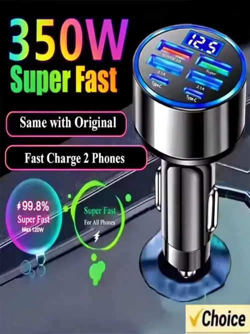 350W 車載充電器 USB PD QC3.0 USB C 車載電話充電器 タイプCアダプター iPhone、Samsung、Huawei、Xiaomi対応 急速充電