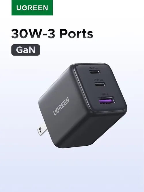 【米国プラグ】UGREEN 20W 30W GaN 充電器ミニ PD 3.0 USB C 電話充電器 iPhone 16 15 14 Pro Samsung S25 Xiaomi タブレット iPad Air用