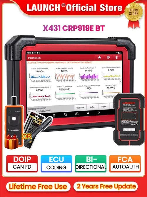 LAUNCH X431 CRP919EBT 2026 ワイヤレス双方向スキャンツール、フルシステムOBD2スキャナー、ECUコーディング、35種類以上のリセットサービス、CANFD対応