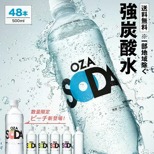 【プレーンラベルレス2,370円!】炭酸水 500ml 48本 (24本×2ケース) 送料無料※一部地域除く 強炭酸 炭酸 無糖 OZA SODA プレーン レモン ピンクグレープフルーツ ライム 割り材 箱買い まとめ買い ライフドリンクカンパニー LIFEDRINK ZAO SODA