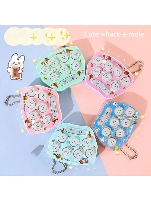 Whac-A-Mole ミニハンドヘルドゲームコンソール漫画電子光る指トレーニングストレス解消おもちゃミニキーホルダーミニカーペンダ