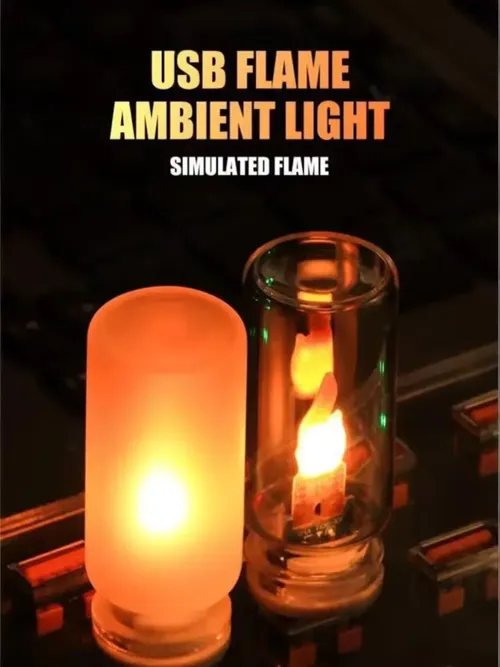 USB LED 炎型ナイトライトつや消し透明ガラスちらつきダイナミック炎ライトフラッシュムード照明車のインテリアホームランプ用