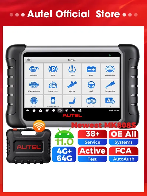 Autel MK808S双方向スキャンツール アップグレード版 4GB+64GB Android 11 フルシステム OBD2 スキャナー 診断ツール 28種類以上のリセット機能搭載