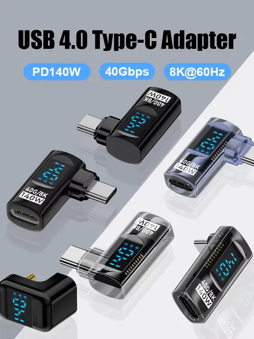 90 度 USB C アダプター直角 U 字型タイプ C アダプター 40Gbps データ転送 PD 140W USB4.0 8K 60Hz ビデオ Thunderbolt 3/4 用