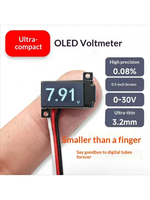 史上最小の0.5インチOLEDデジタル電圧計0-30V超薄型高精度2/3線式新登場