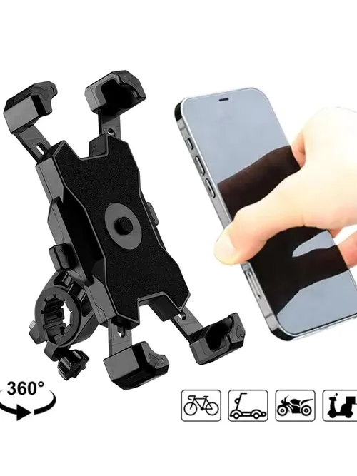 自転車やオートバイ用の360 ° 回転可能な携帯電話ホルダー、ユニバーサル耐衝撃携帯電話ホルダー、GPSクリップ