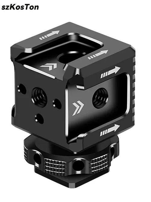 コールドシューマウントアダプター、1/4穴、ホットシューモニターベース、マイクフィルライト、DSLR用ブラケットホルダー、キヤノン、ニコンカメラ、カムコーダー