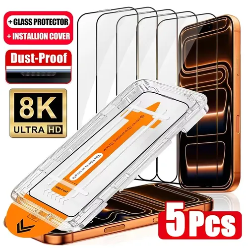 埃がなく簡単装着できるHDスクリーンプロテクター iPhone 18 Pro Max 17 Pro Max 16 Pro 15 14 13 12 11 XR X Air用 強化ガラス