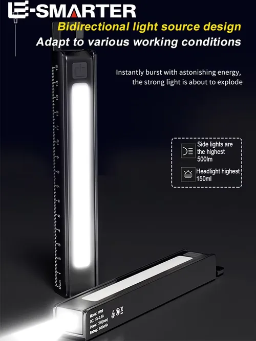 ポータブル LED 折りたたみ作業懐中電灯マグネットトーチ COB 作業ペンライト充電式屋外多機能定規懐中電灯