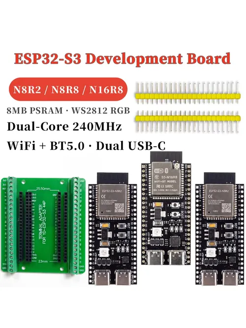 ESP32-S3 N16R8 N8R8 DevKit デュアルコア Xtensa LX7 240MHz WiFi Bluetooth 5.0 USB-C CH343 GPIOボード Arduino MicroPython用