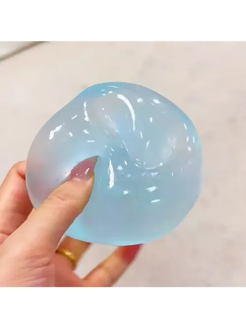 新しい成形可能な低反発ブルーココナッツオイル製手作りスクイーズボール、6cm丸型モルトストレス解消スクイーズトイ
