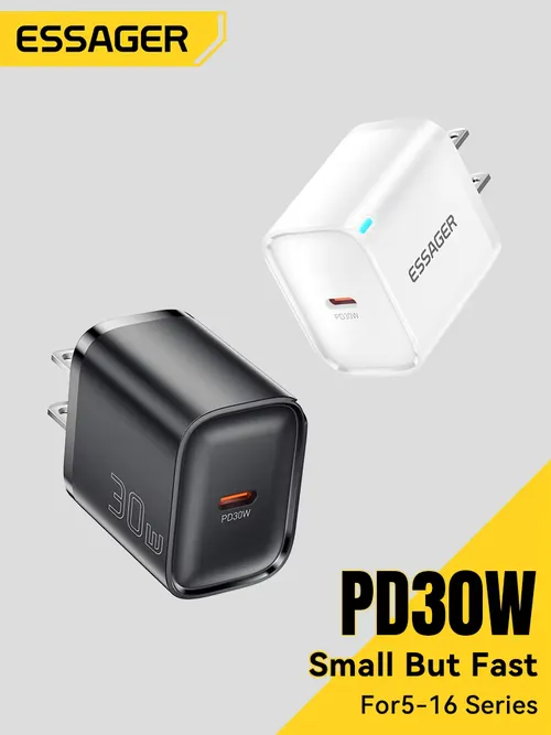 Essager ミニ 30 ワットタイプ C 充電器 PD QC3.0 高速タイプ C 充電器 iPhone 16 15 14 13 プロサムスン S25 Xiaomi iPad トラベルアダプタ