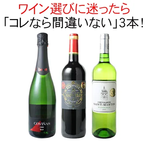 【送料無料】ワインセット 迷ったらこれ 赤ワイン 白ワイン スパークリング ワイン 3本 セット ボルドー スペイン ギフト プレゼント 御祝い 誕生日 第75弾