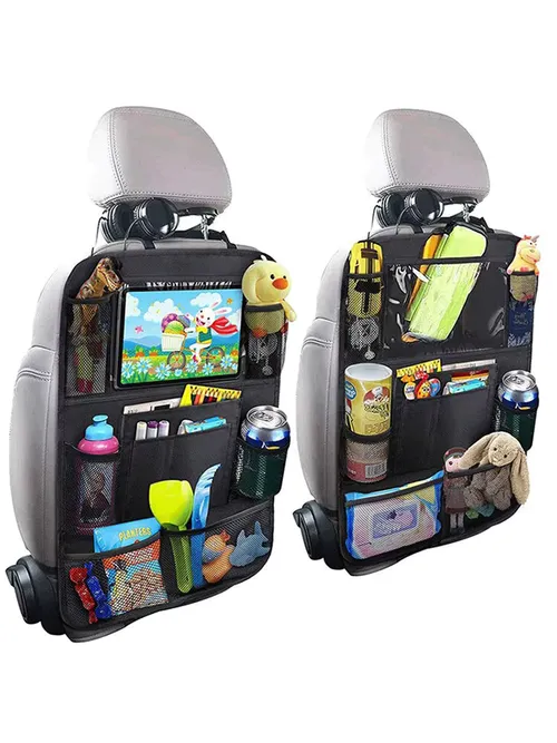 車の後部座席オーガナイザー タッチスクリーンタブレットホルダー付き 自動収納ポケットカバー カーシートバックプロテクター カーアクセサリー
