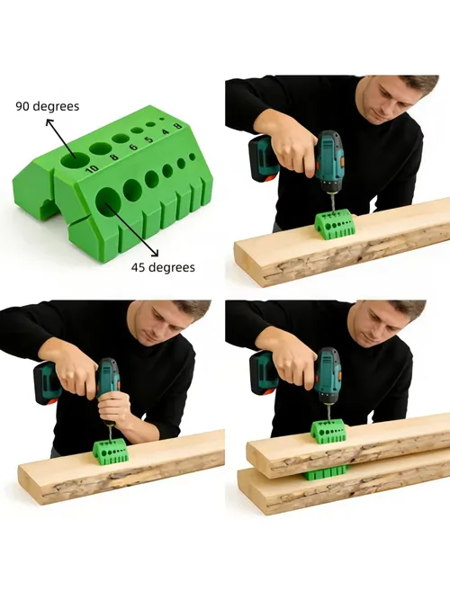 ポータブル45 ° /90 ° アングルドリルジグ精密ガイド、電動ドリル用数値スケール付き、木工用面取り接合構造