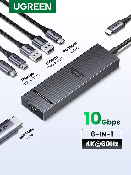 UGREEN USB C ハブ 10Gbps 4K60Hz HDMI USB3.2 PD100W USBスプリッター ノートパソコン Macbook Pro Air iPad スマホ Android ドッキングステーション用