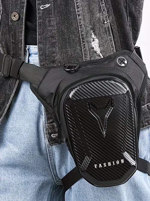 オートバイ用レッグバッグ 防水ハードシェルウエストパック、男性用アウトドアスポーツ太ももバッグ、ライディング＆ハイキング用調節可能なストラップ