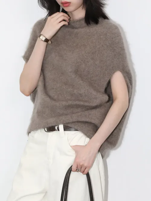 CHIC VEN レディース タートルネック ウールセーター ルーズ カジュアル ノースリーブ オーバーサイズ レトロ 女性用ジャンパー プルオーバー 秋冬 2026