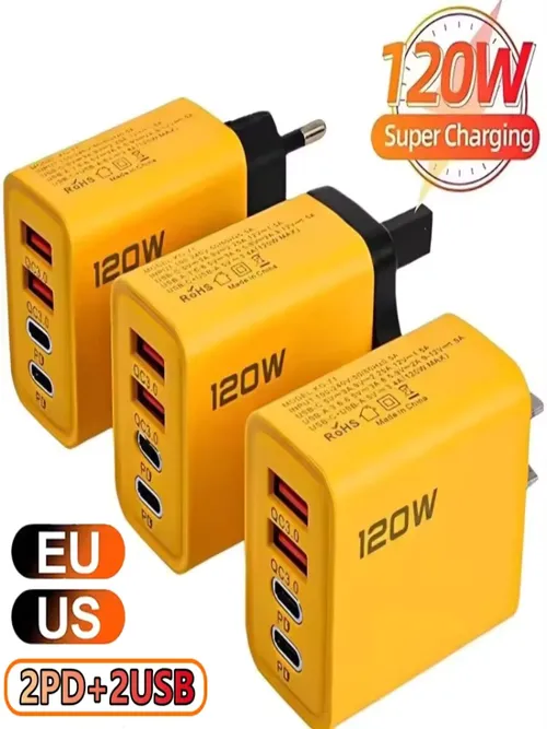 合計120W USB Type-C充電器 4ポート急速充電USB携帯電話充電器アダプター iPhone、Samsung、Xiaomi対応 急速充電壁掛け充電器