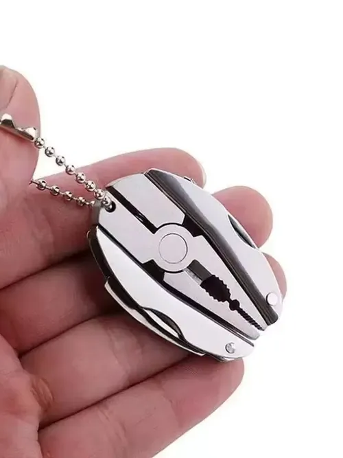 耐久性のあるステンレススチール製マルチツールキーチェーン - ドライバーとプライヤー付きのポータブル折りたたみデザイン