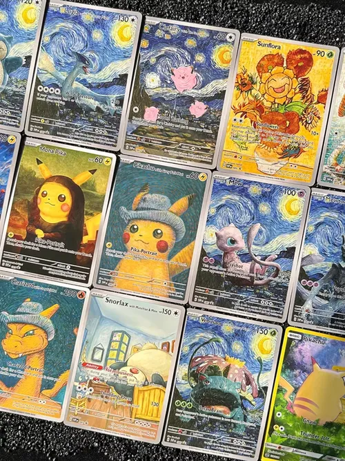 18枚/セット PTCG 2023 SVP EN ヴァン・ゴッホ ピチュー グレー フェルトハット ミュウツー リザードン セルフメイド シングルカード クラシックゲーム アニメカード ギフト