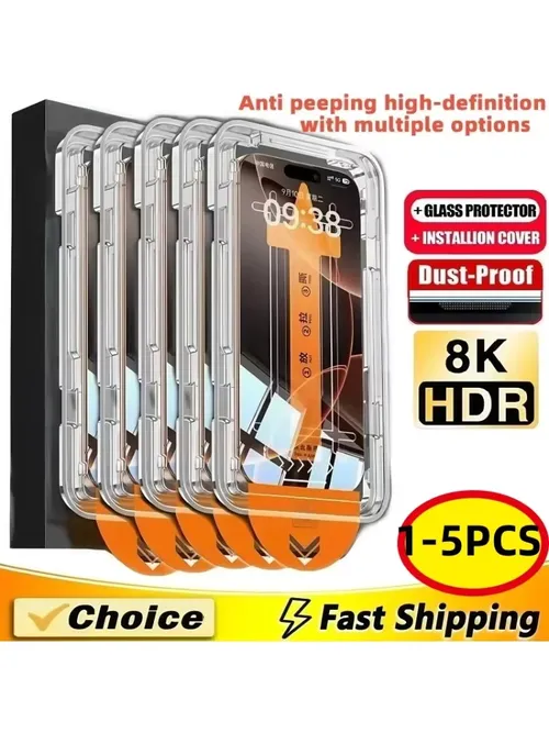 1~5枚入り ダストフリー 簡単装着 iPhone 17 16 15 14 11 13 12 15 16 Pro Max Mini XS X XR 強化ガラス製スクリーンプロテクター