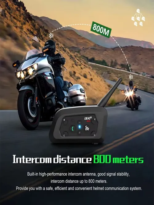 EJEAS V6 PRO+/PLUS オートバイヘルメット Bluetooth トランシーバー 6 ライダー距離 800 メートル防水 IP67