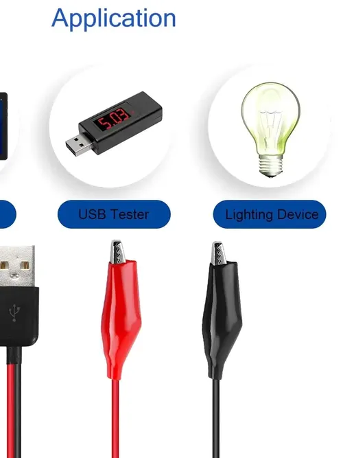ワニ口クリップ - USB、ワニ口クランプ - USB Type-A オス コネクタ ケーブル 回路電源テスト用の銅製テスト リード