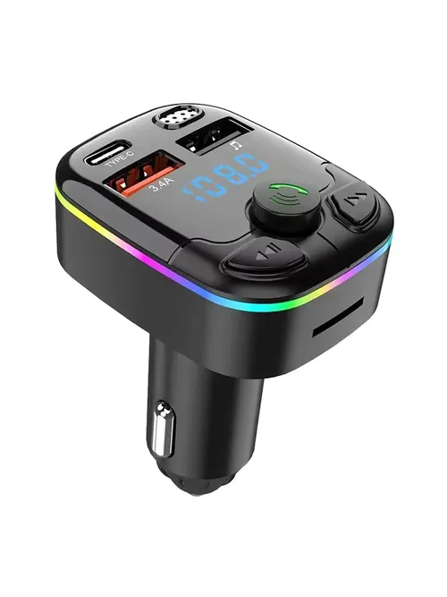 車載充電器 FMトランスミッター Bluetooth 5.0 PD Type-C デュアルUSB アンビエントプレーヤー ハンズフリー MP3充電器 Type-C ワイヤレスライト